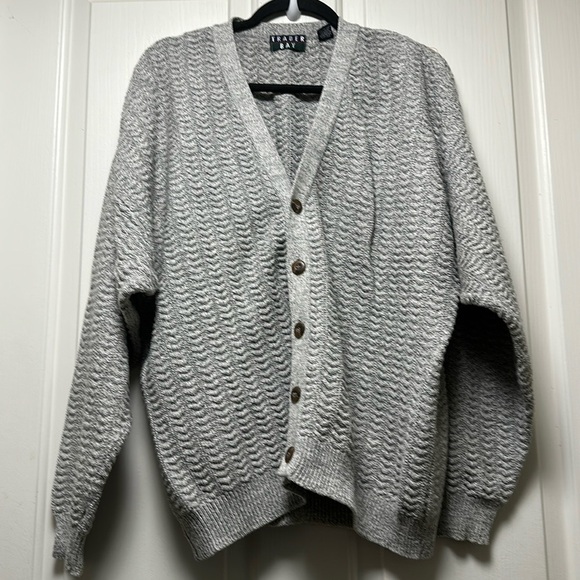 TRADER BAY Vintage 💯% Cotton Cardigan Sweater Gray Sz XLARGE - Picture 1 of 5